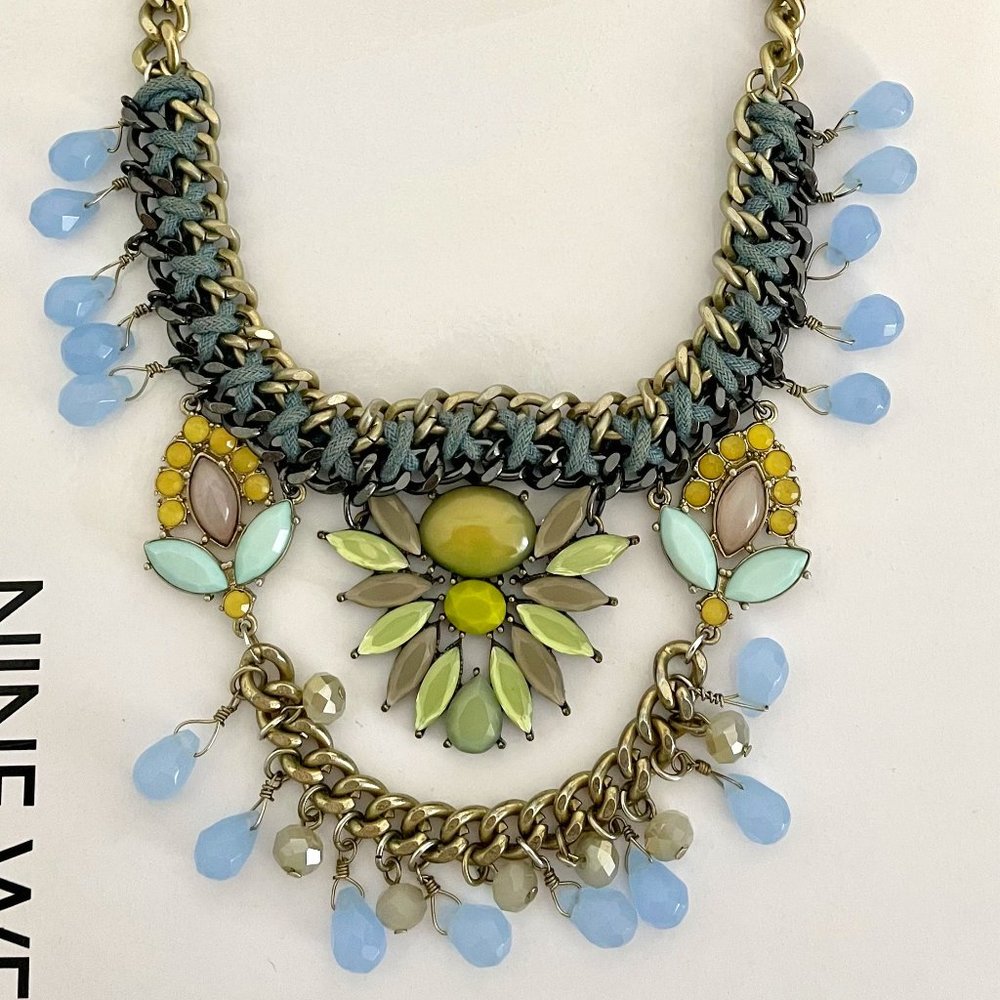 LOFT Jeweled Multicolored Fashion Statement Necklace